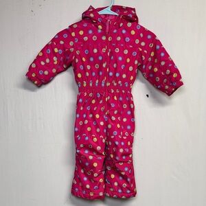 Lands End Girl’s Colorful Polka Dot Snowsuit Size 2t